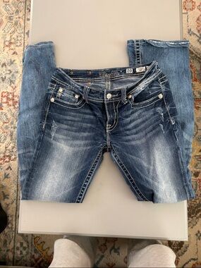 Miss Me Women's Faded Blue Skinny Jeans Ultra Low 2010